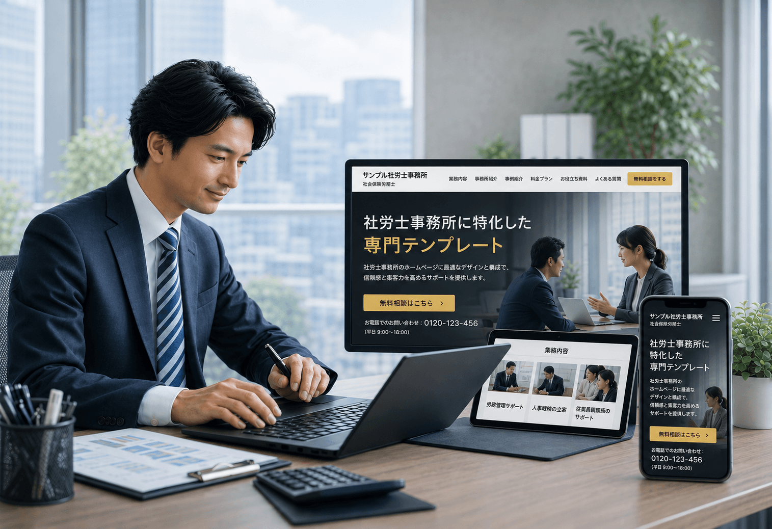社労士事務所に特化した専用テンプレート