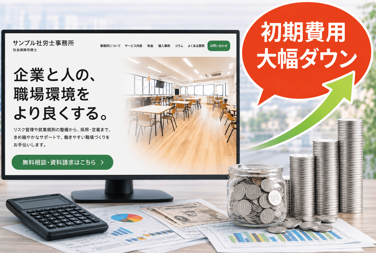 社労士事務所に特化した専用テンプレート